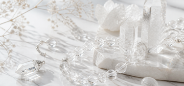 Clear quartz crystals in soft daylight