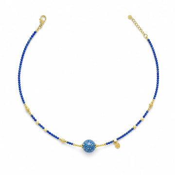 Lacquerware & Lapis Lazuli Choker Necklace with 18K Gold Accents - on white background