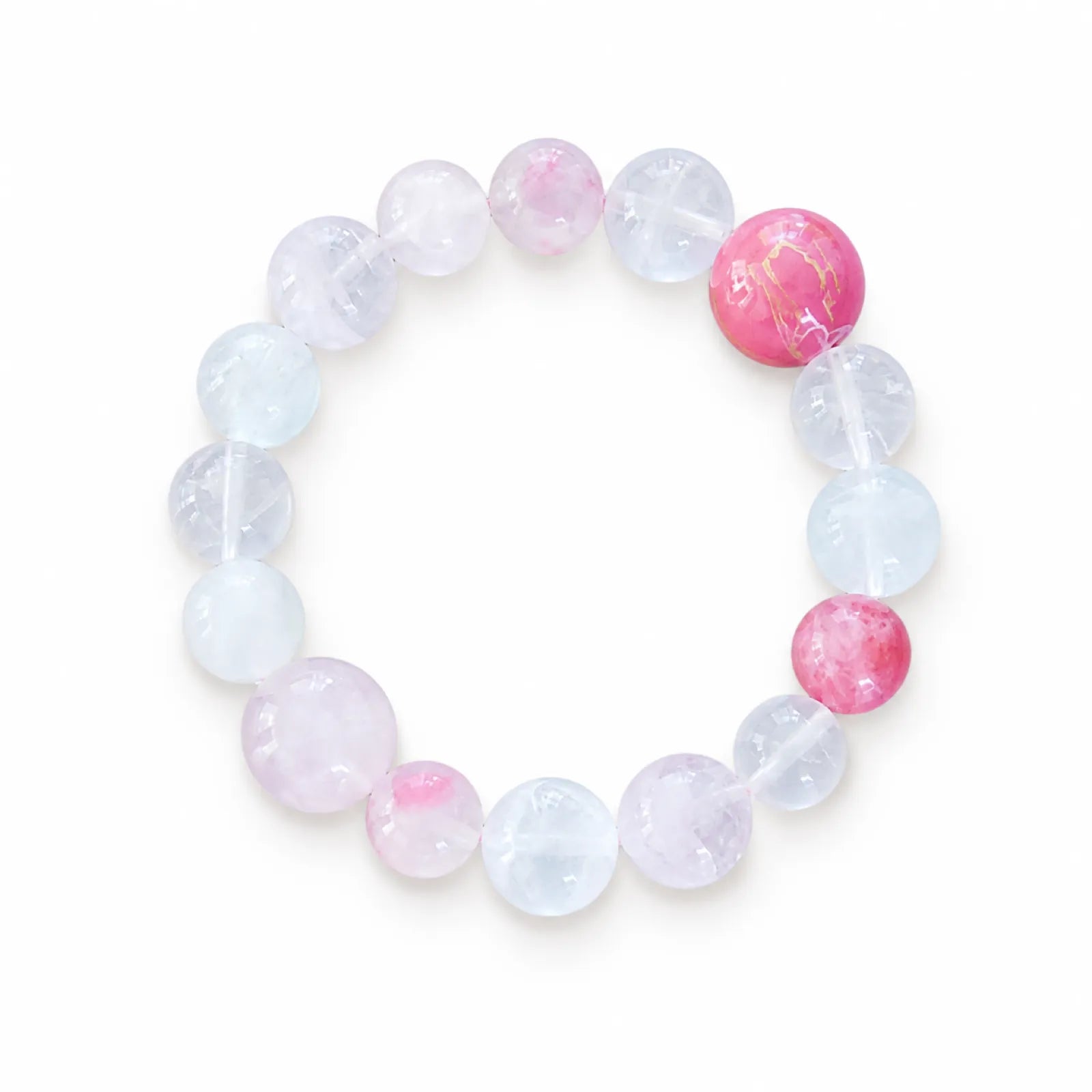 Rose Quartz Series Mixed Crystal Bracelet - on white background
