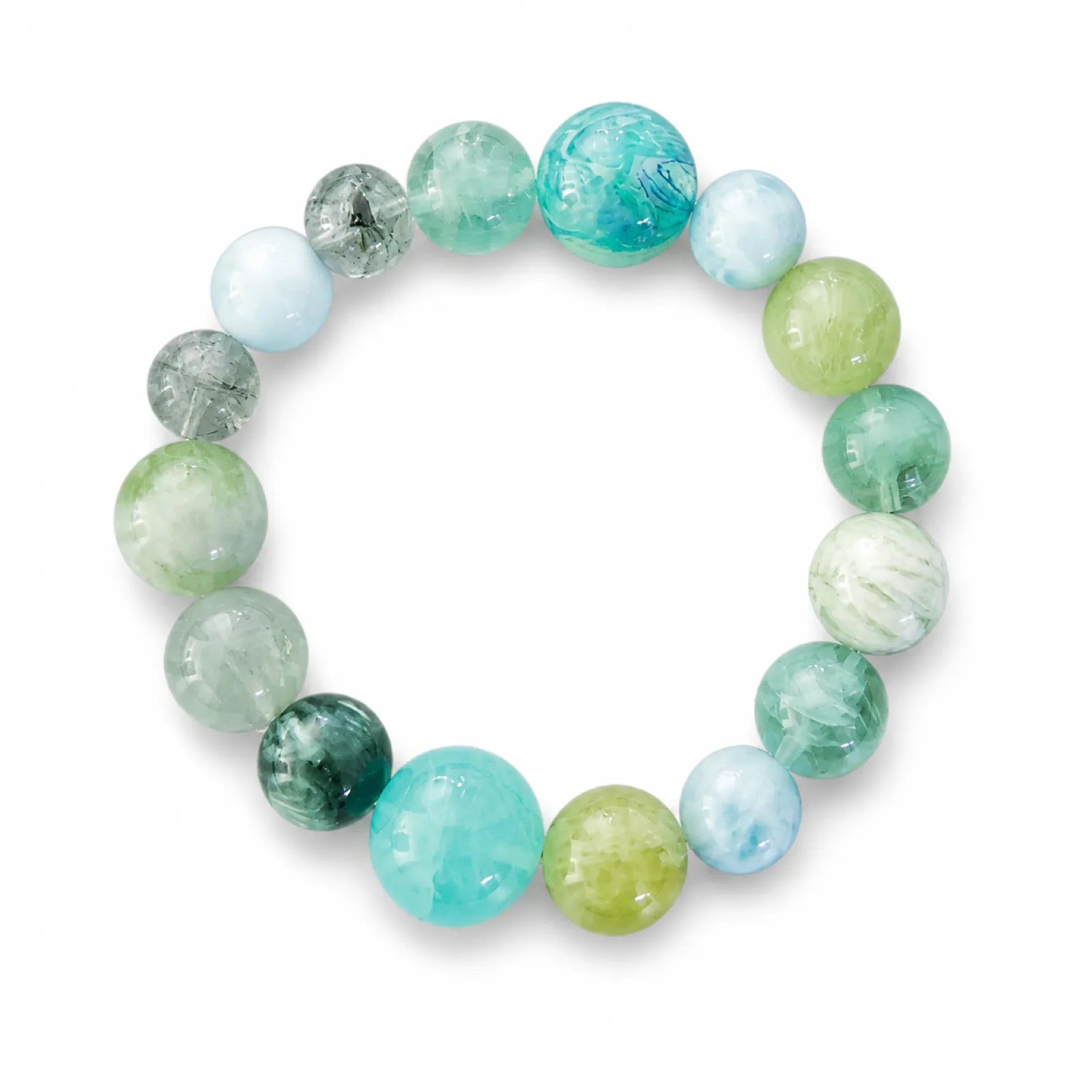Multi-Gemstone Green Tones Bracelet - on white background