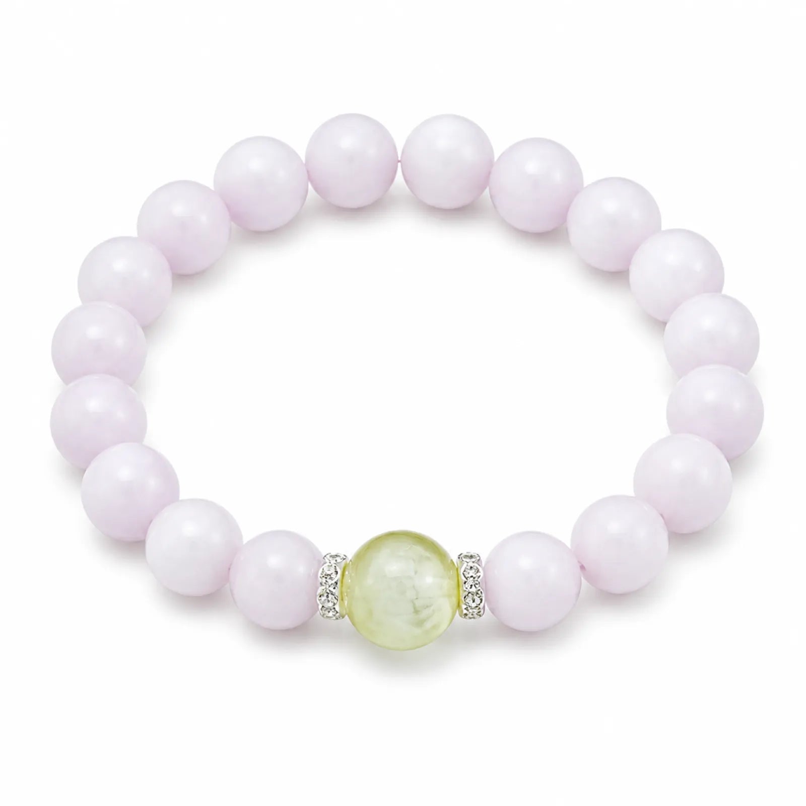 Natural Bead Bracelet with Citrine Focal Bead & Crystal Spacers - on white background