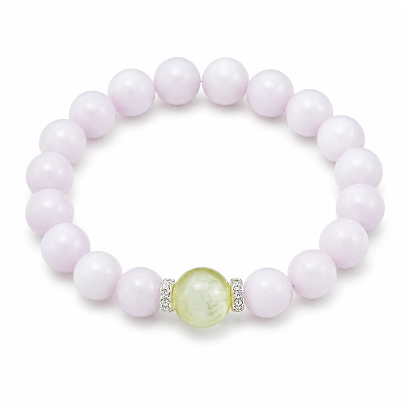 Natural Bead Bracelet with Citrine Focal Bead & Crystal Spacers - on white background