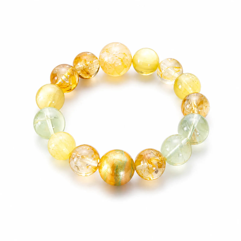 Citrine & Green Phantom Quartz Mixed Bracelet - on white background