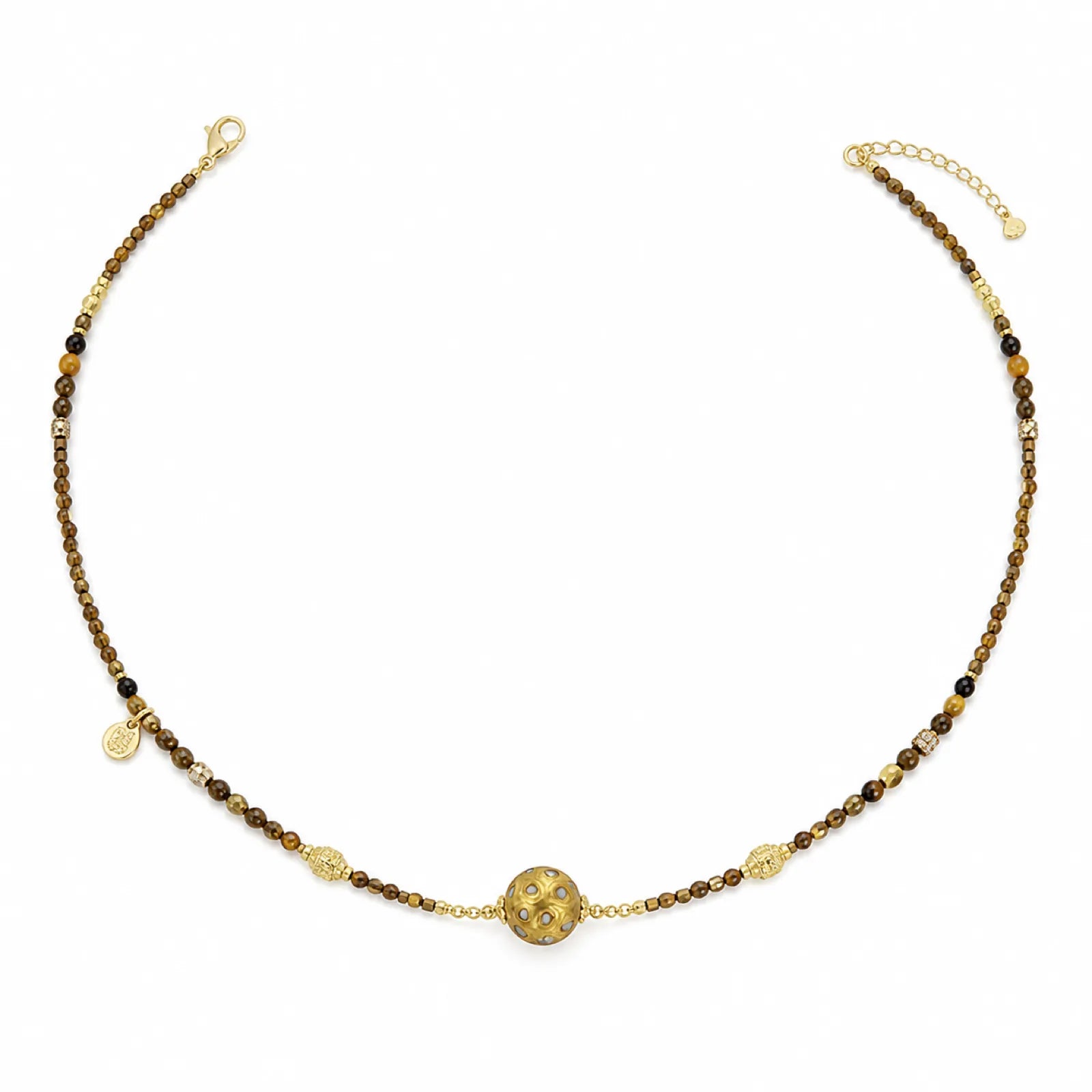Urushi & 18K Gold Tiger's Eye Necklace - on white background