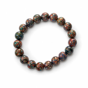Chinese Lacquerware Beaded Bracelet - Floral Pattern