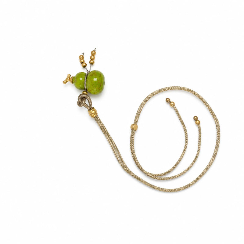 Chinese Lacquerware Gourd Necklace - Sage Green