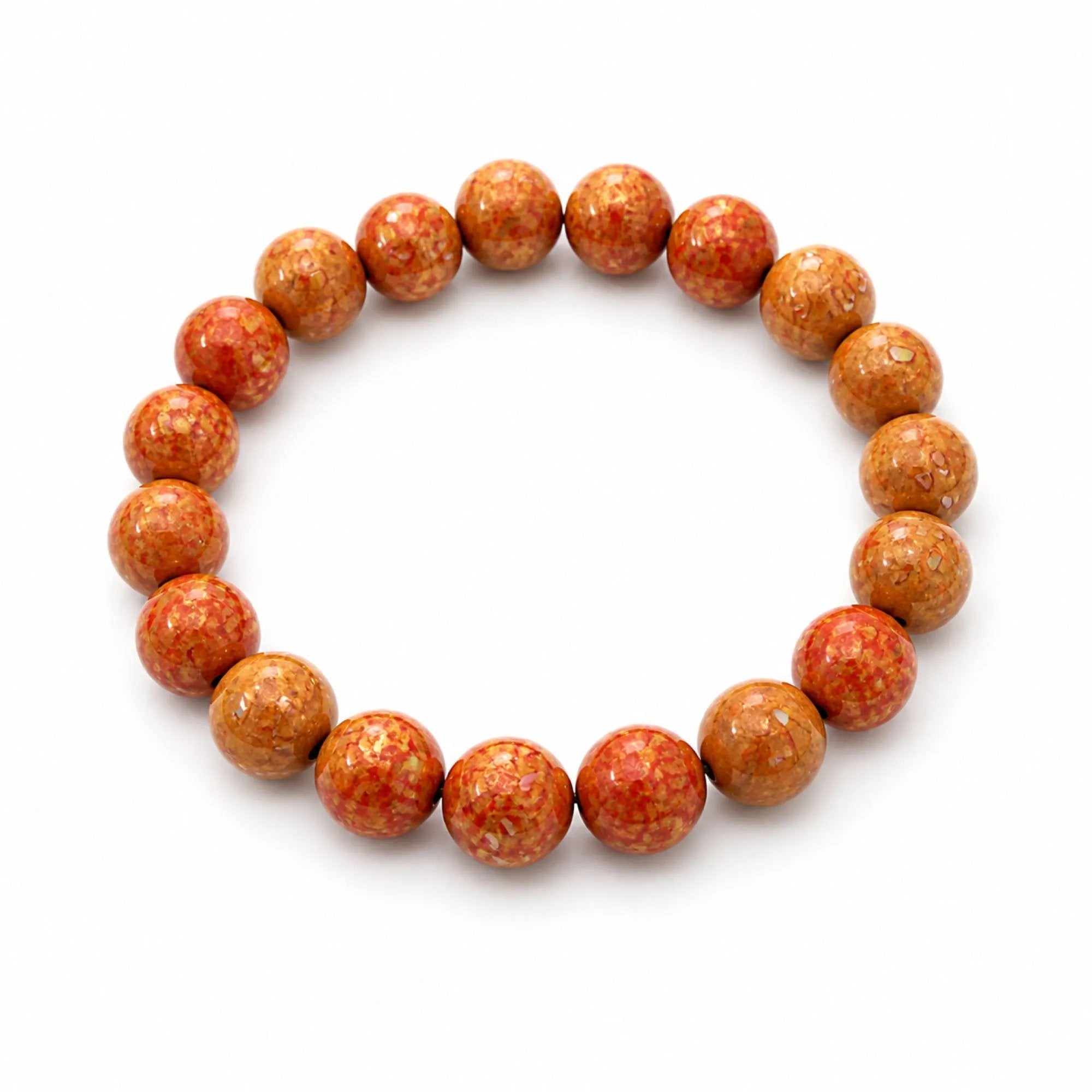 Chinese Lacquerware Beaded Bracelet - Tangerine Orange