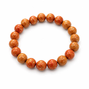 Chinese Lacquerware Beaded Bracelet - Tangerine Orange