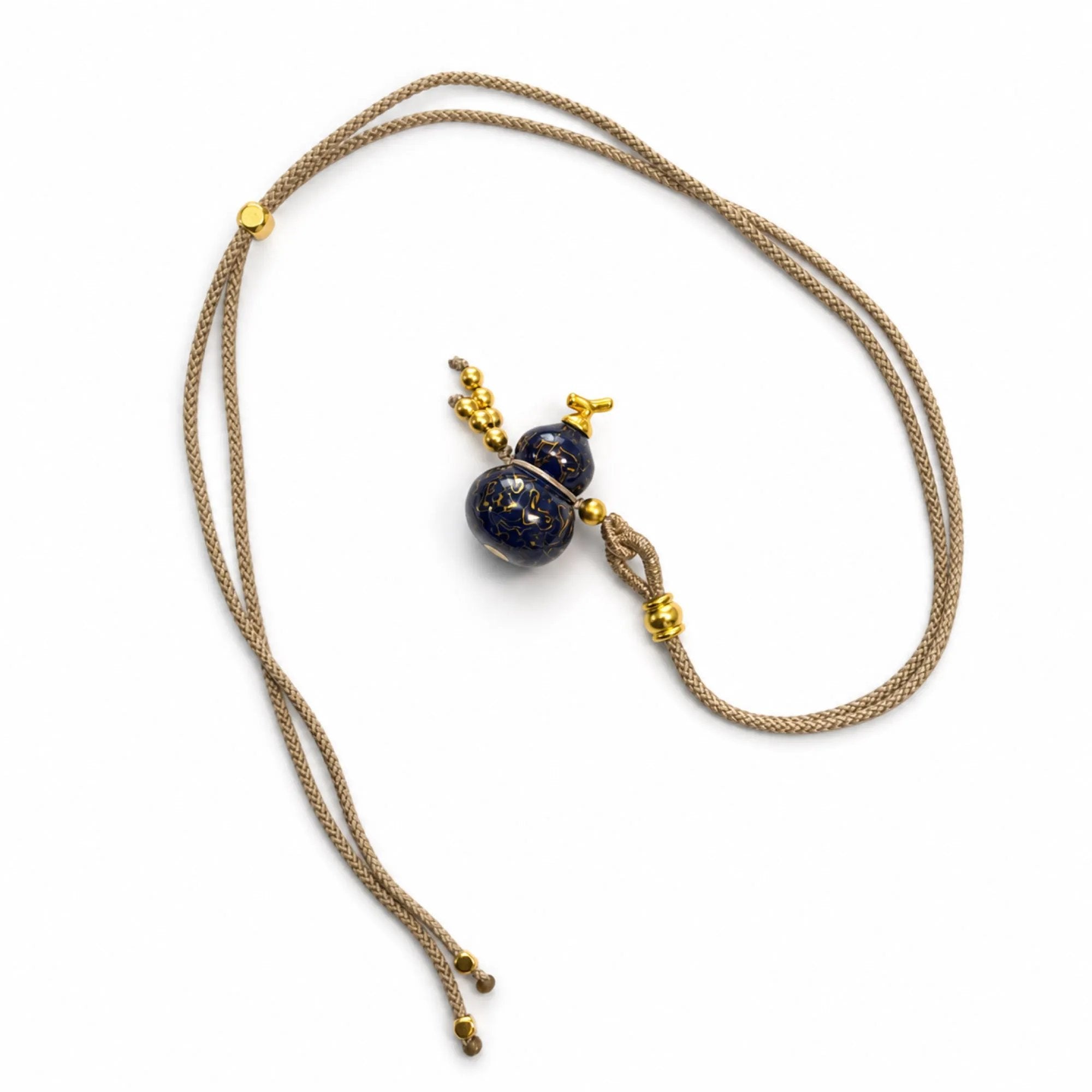 Chinese Lacquerware Gourd Necklace - Deep Blue