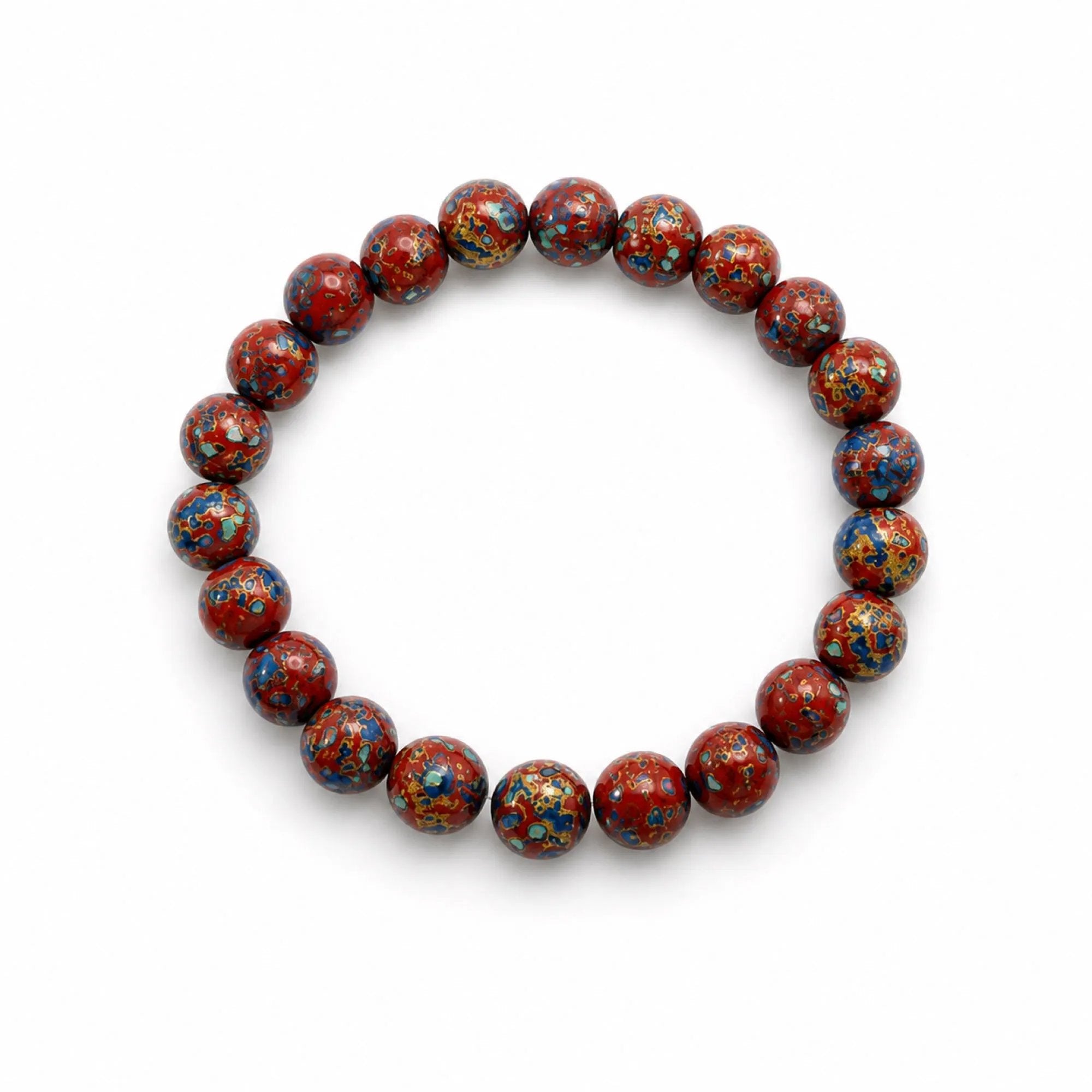 Chinese Lacquerware Beaded Bracelet - Jujube Red