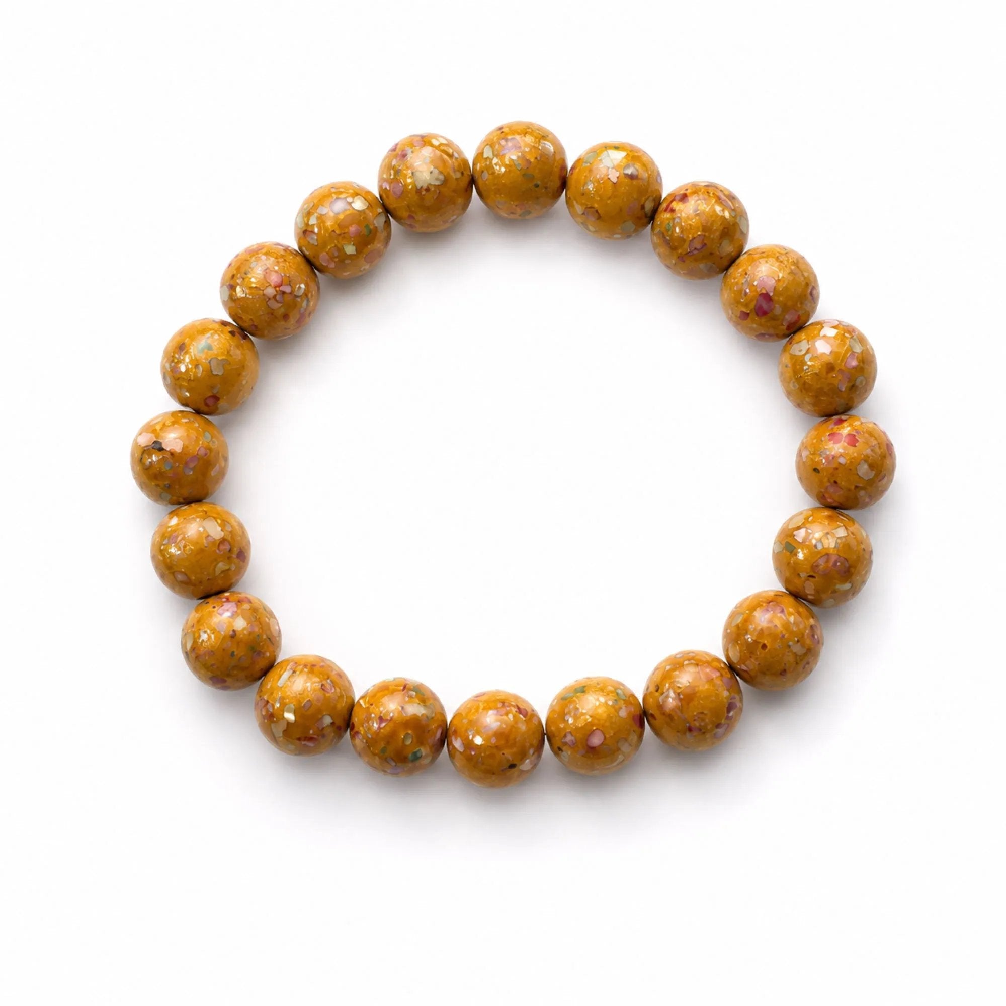 Chinese Lacquerware Beaded Bracelet - Earthy Yellow