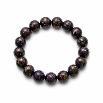 Chinese Lacquerware Beaded Bracelet - Plum Black