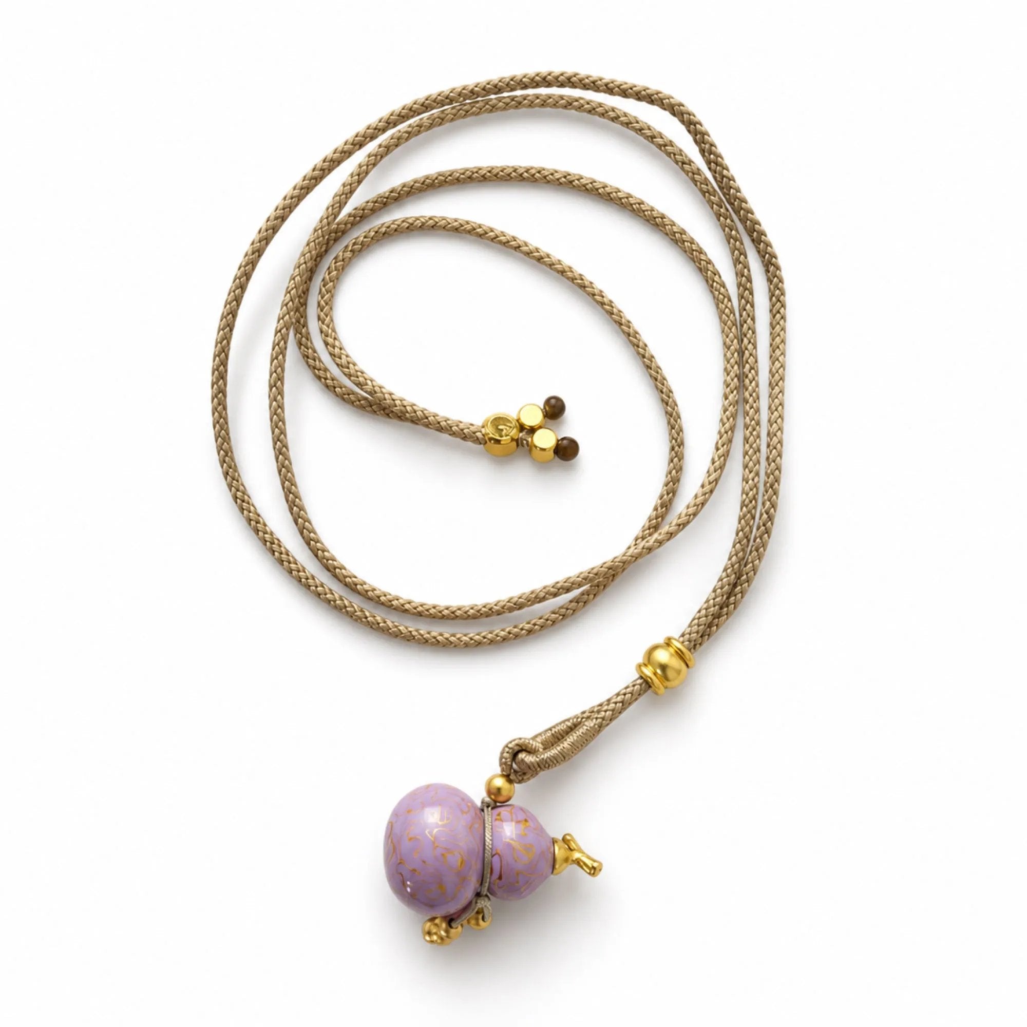 Chinese Lacquerware Gourd Necklace - Lavender