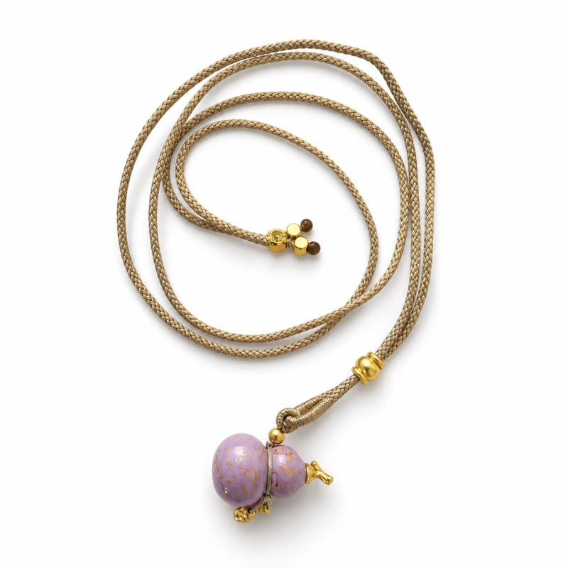 Chinese Lacquerware Gourd Necklace - Lavender