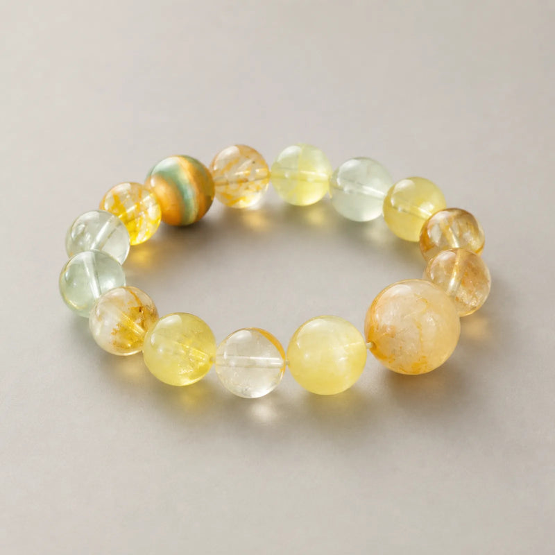 Citrine & Green Phantom Quartz Mixed Bracelet - on white background