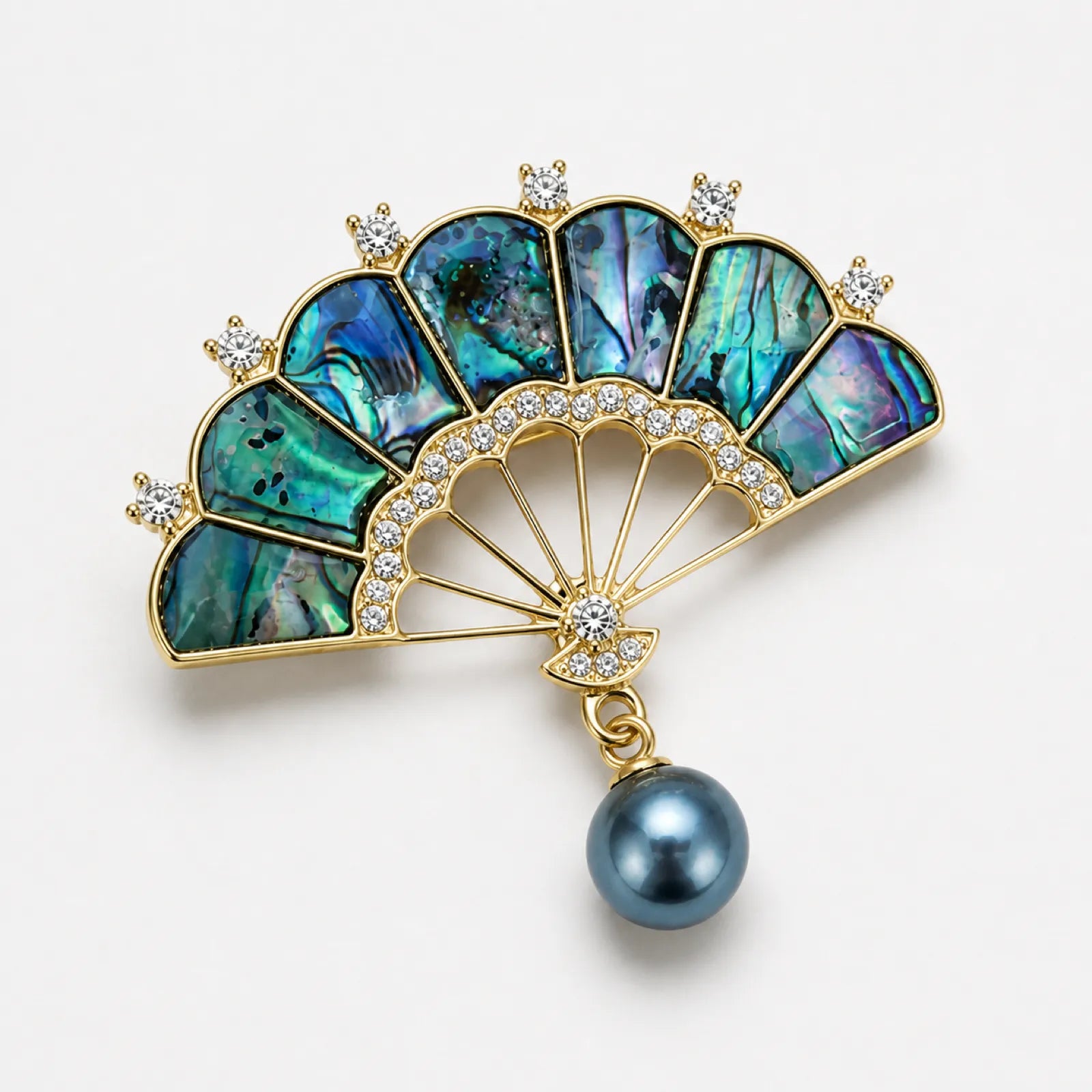 Abalone Shell Fan Pendant with Crystal Accents & Pearl Drop - 02 alternate angle 2 11zon b3574e68 2198 4c92 8acf 57284c2cfaac