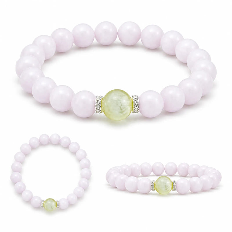 Natural Bead Bracelet with Citrine Focal Bead & Crystal Spacers - on white background