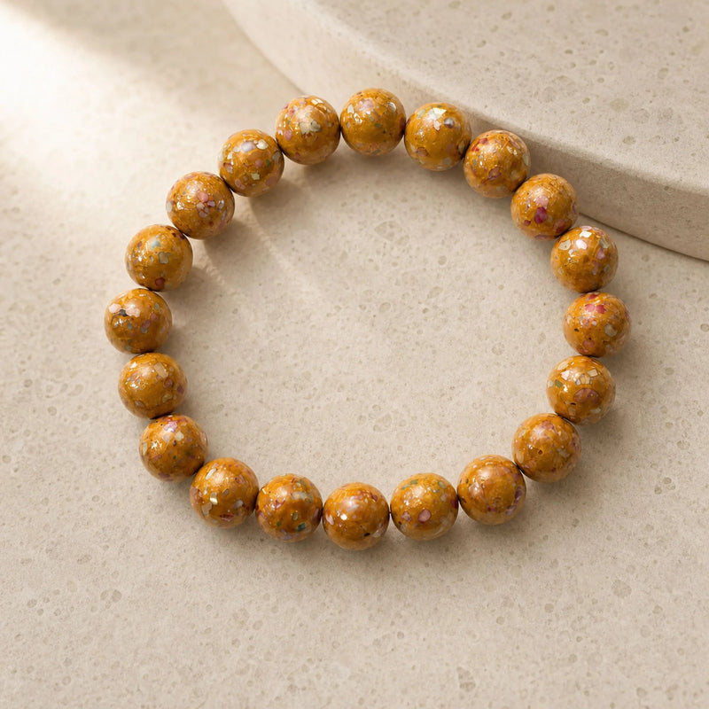 Chinese Lacquerware Beaded Bracelet - Earthy Yellow