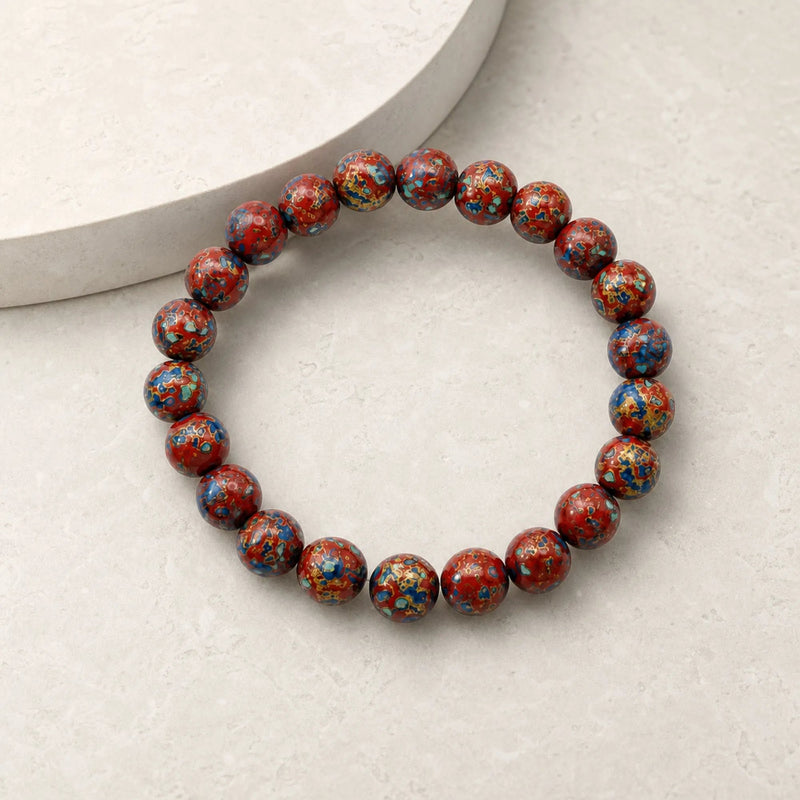 Chinese Lacquerware Beaded Bracelet - Jujube Red