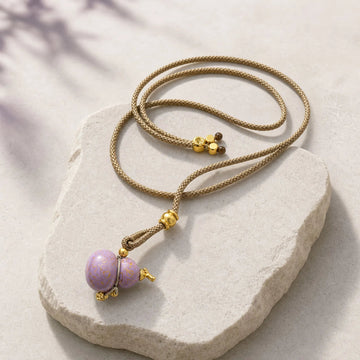 Chinese Lacquerware Gourd Necklace - Lavender