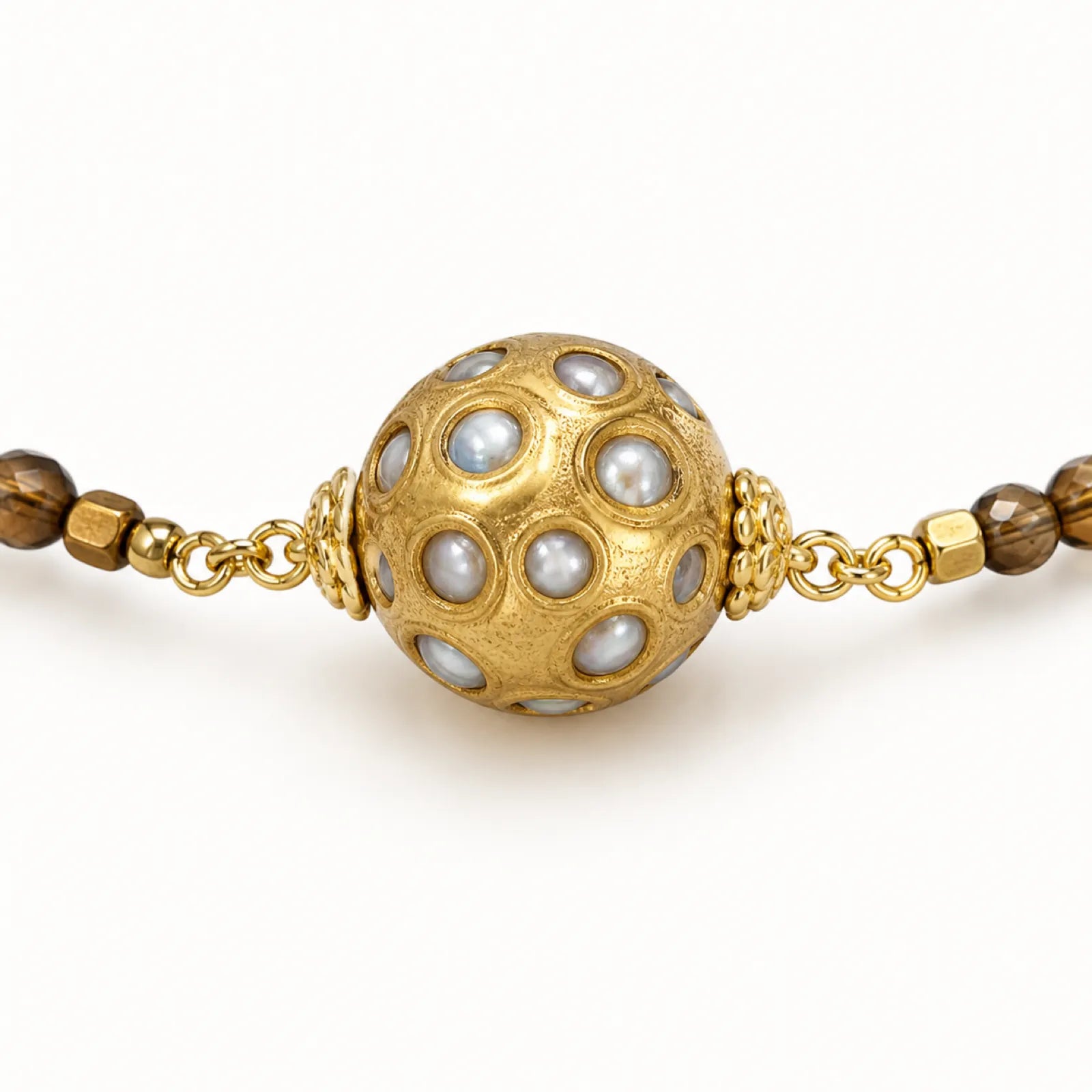 Urushi & 18K Gold Tiger's Eye Necklace - detail view
