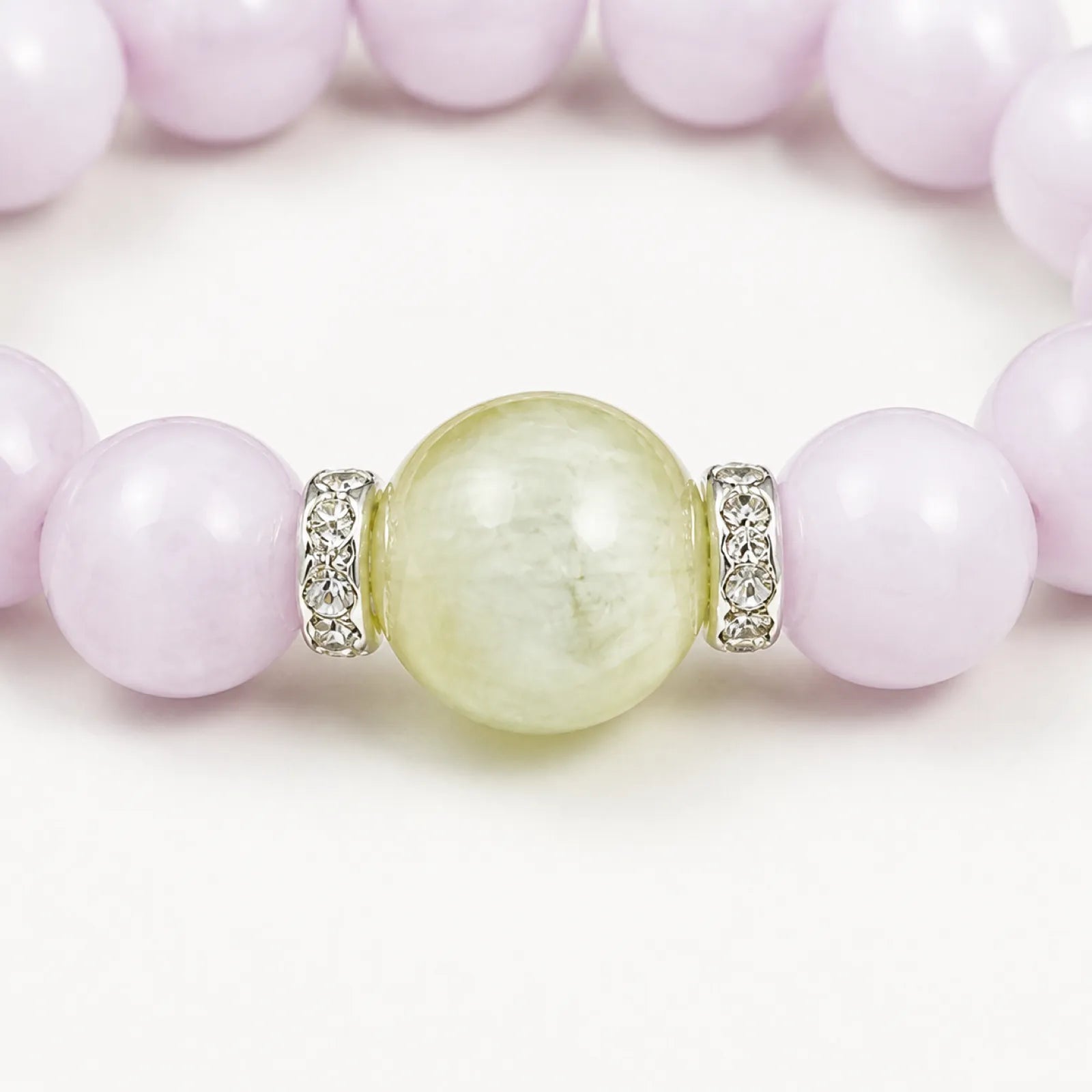 Natural Bead Bracelet with Citrine Focal Bead & Crystal Spacers - detail view