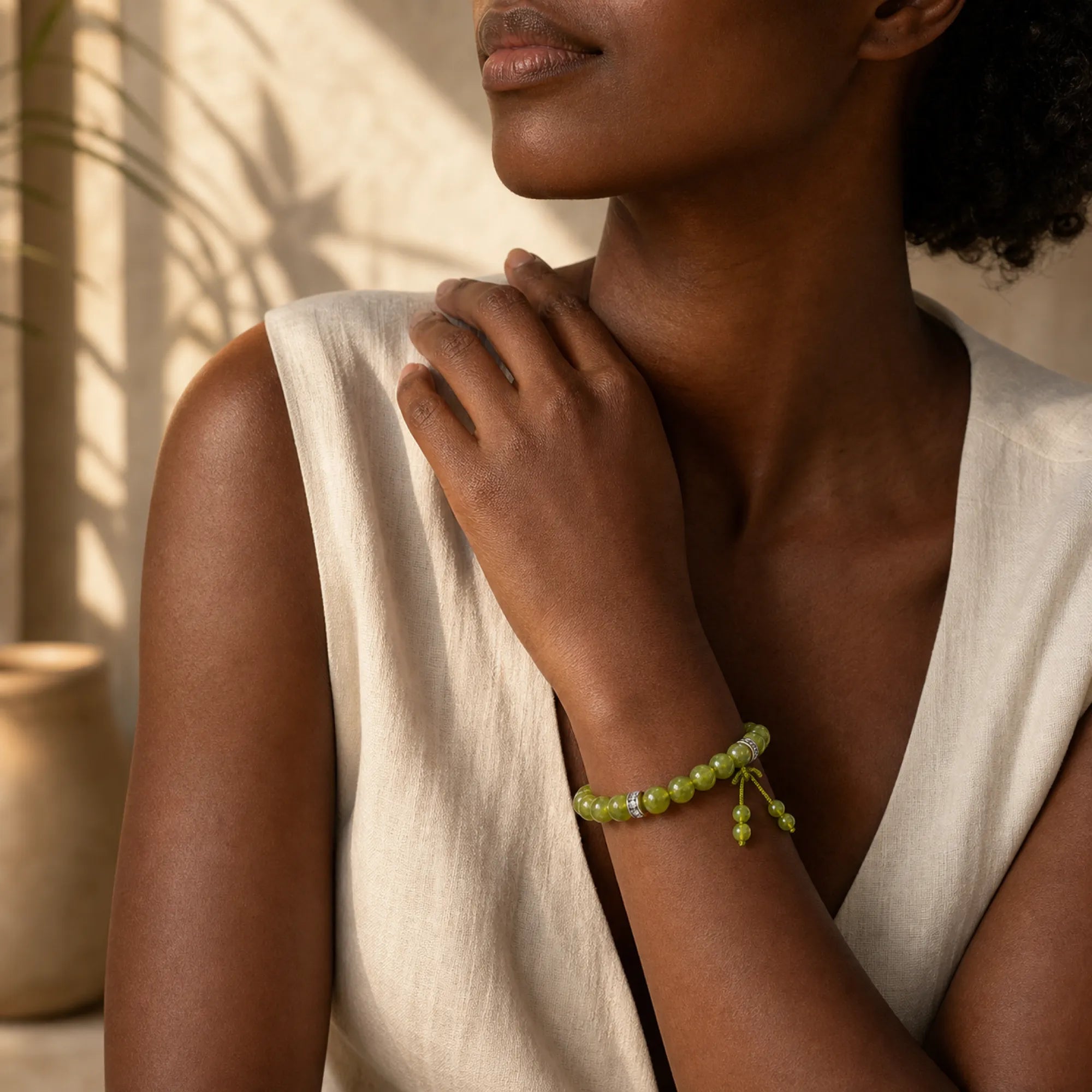 Natural Jade Beaded Bracelet
