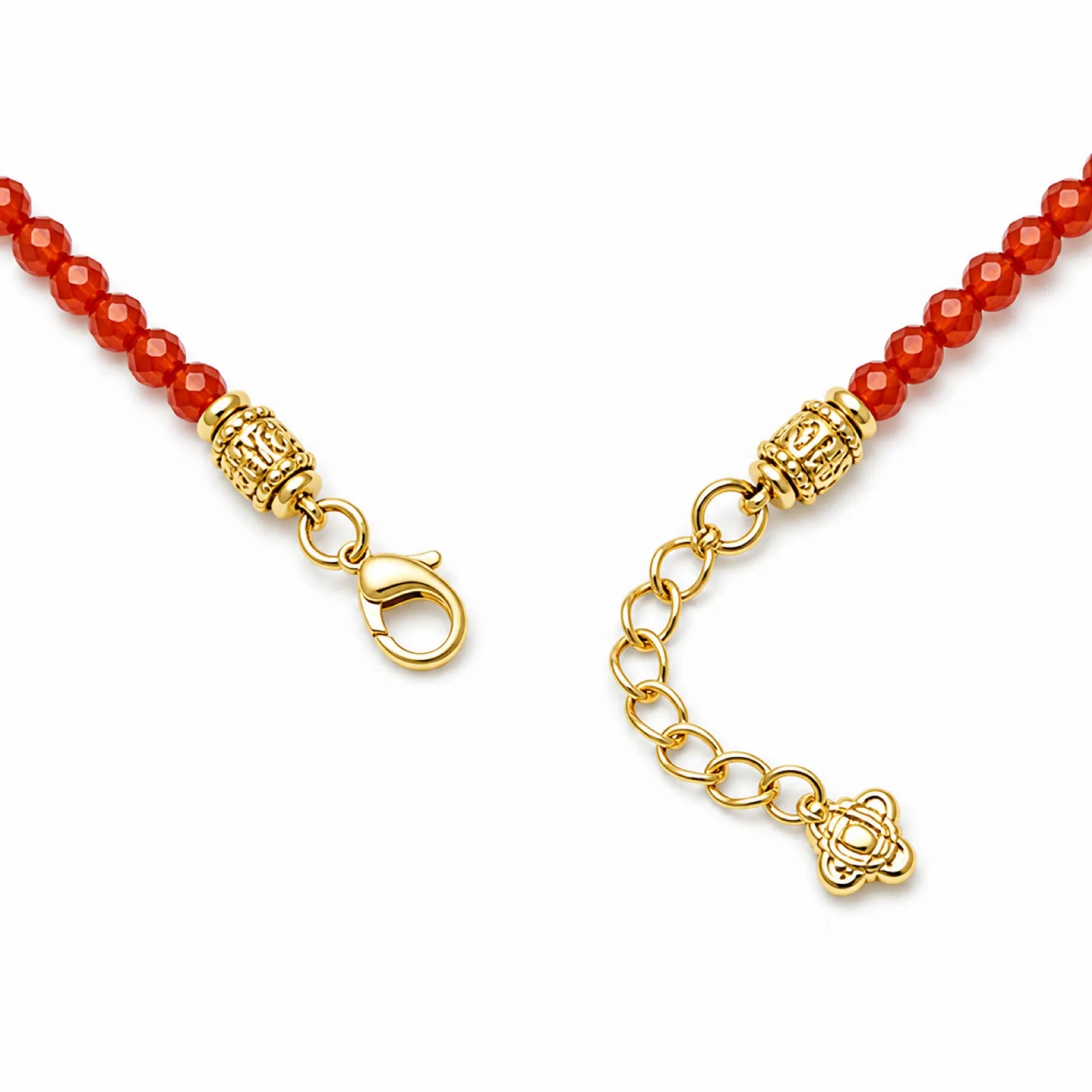 Lacquerware & Red Agate Beaded Necklace with 18K Gold Accents - detail view 2