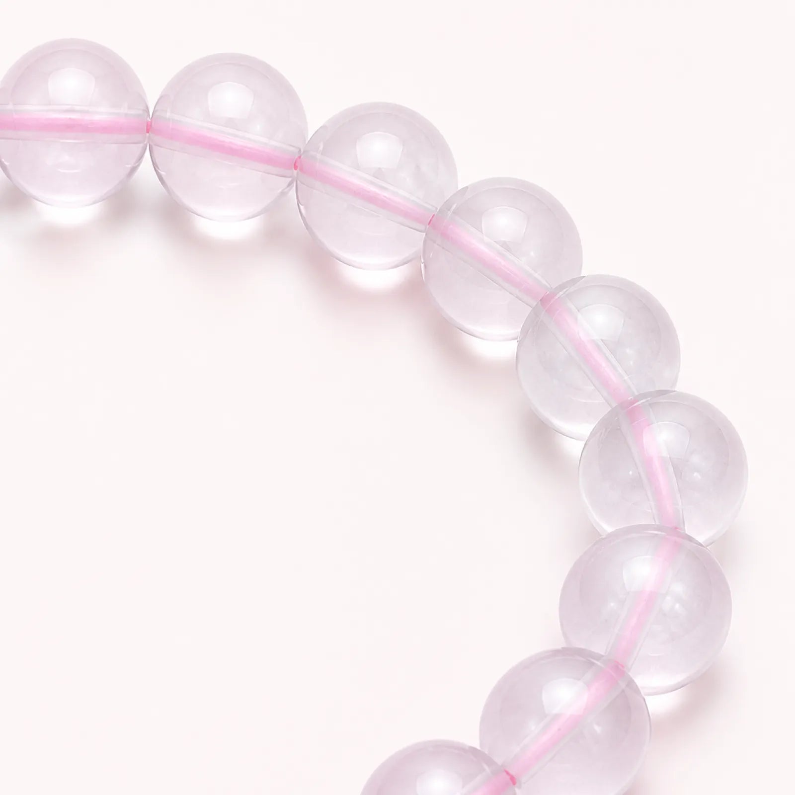 Rose Quartz & Lacquerware Bead Bracelet with Pearl Accent - detail view 2