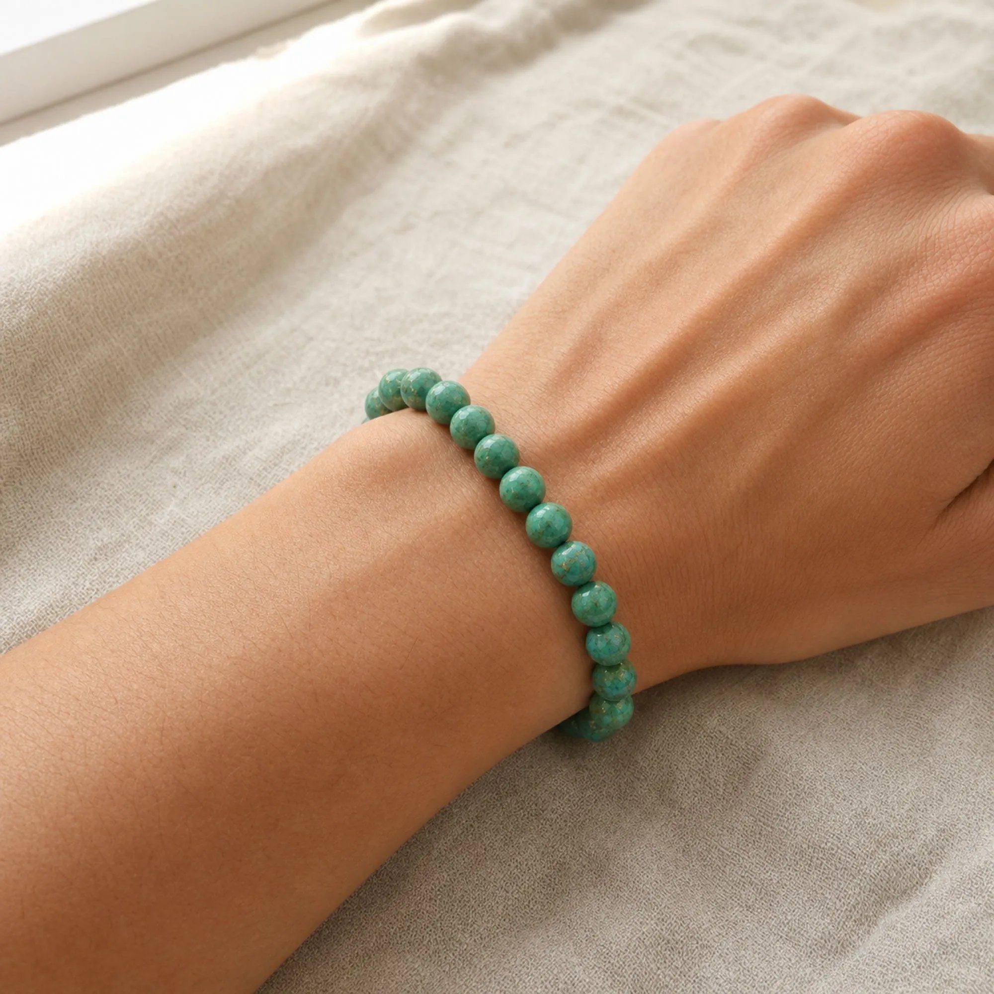Chinese Lacquerware Beaded Bracelet - Turquoise