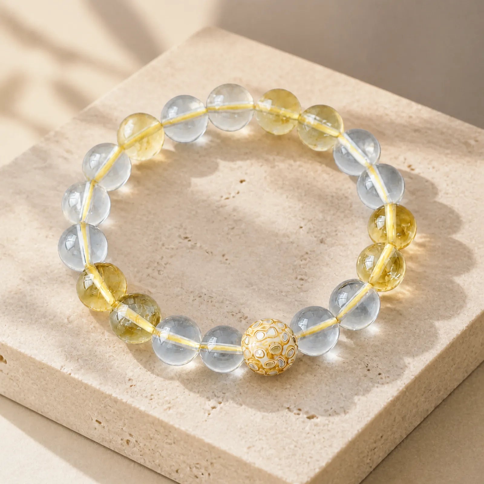 Clear & Citrine Quartz Mixed Bead Bracelet with Lacquerware Accent - 05 modern minimal 5 11zon 1da586c2 4e85 4257 aeb2 b315615ea