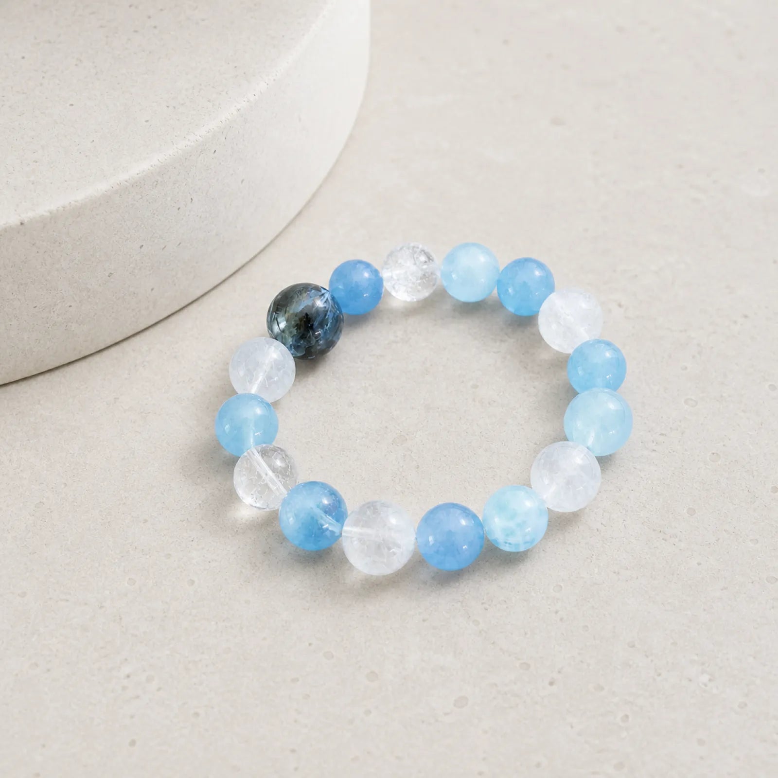 Clear Quartz & Blue Chalcedony Bracelet with Gemstone Focal Bead - 05 modern minimal 5 11zon 62bff7c9 af6a 40f9 8833 c596f604a42e