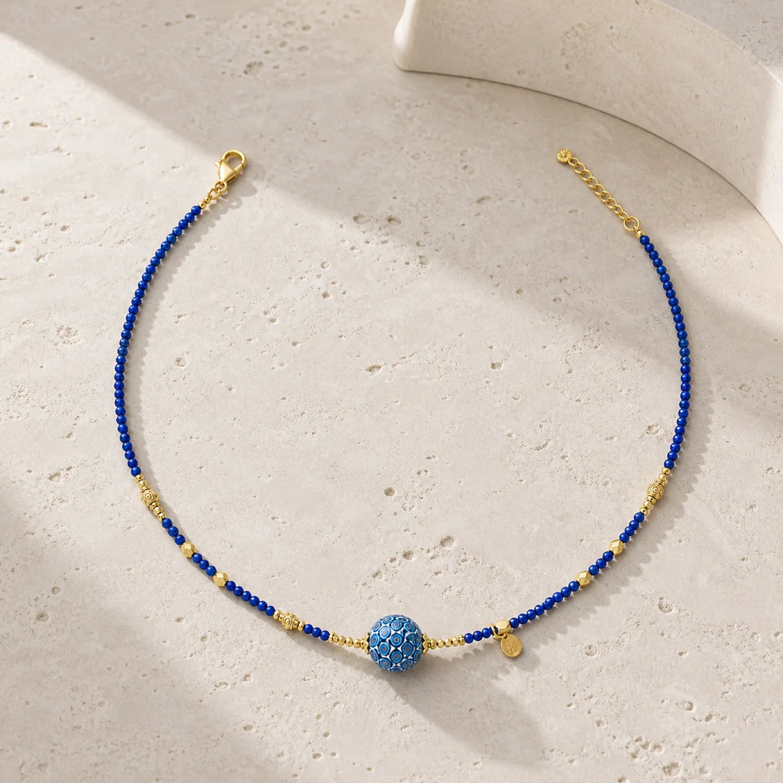 Lacquerware & Lapis Lazuli Choker Necklace with 18K Gold Accents - 05 modern minimal 5 11zon 92db0c30 60bc 4ded a91c 78d690d9b19f
