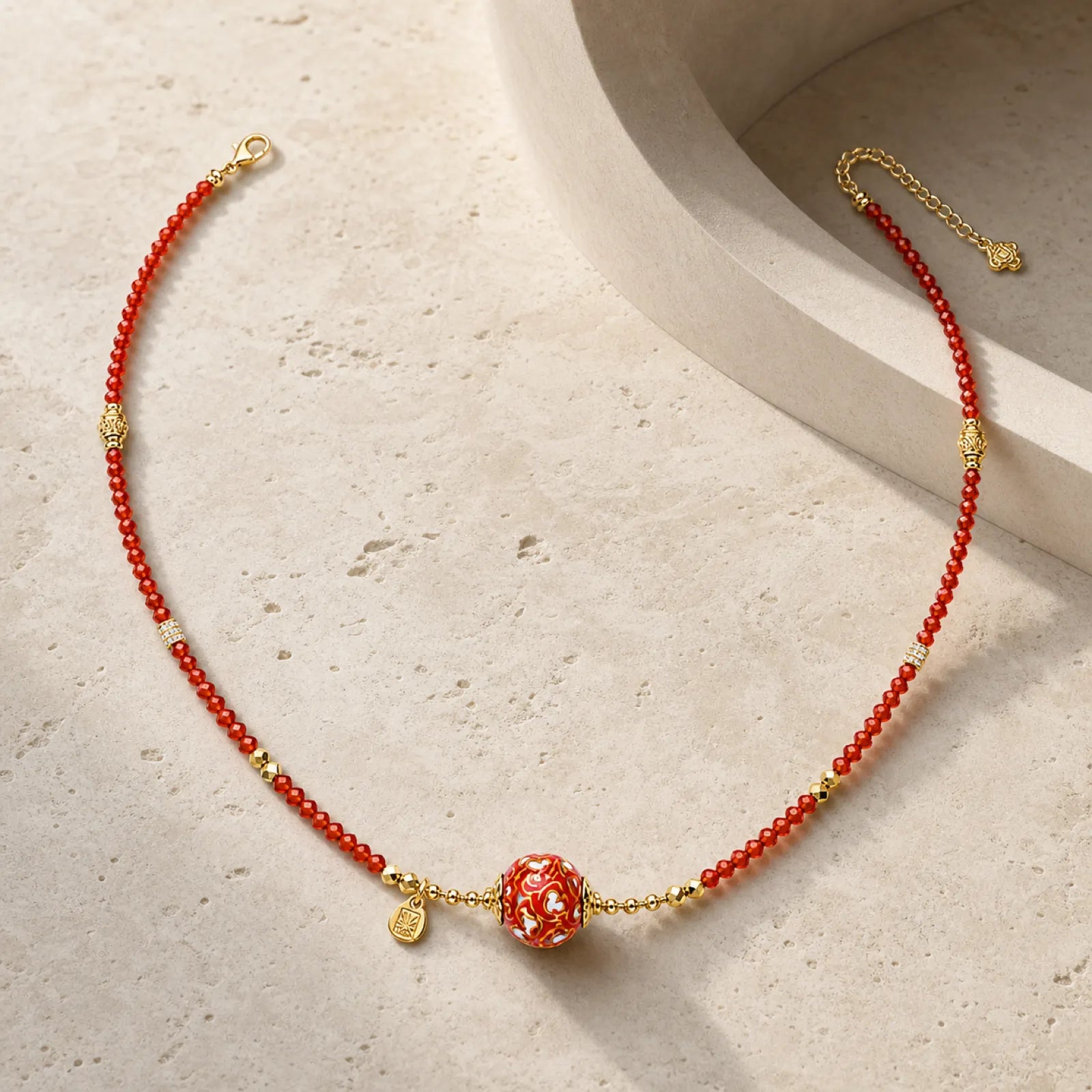 Lacquerware & Red Agate Beaded Necklace with 18K Gold Accents - 05 modern minimal 5 11zon f8499d98 52f2 4eaa 98c3 eff74ca