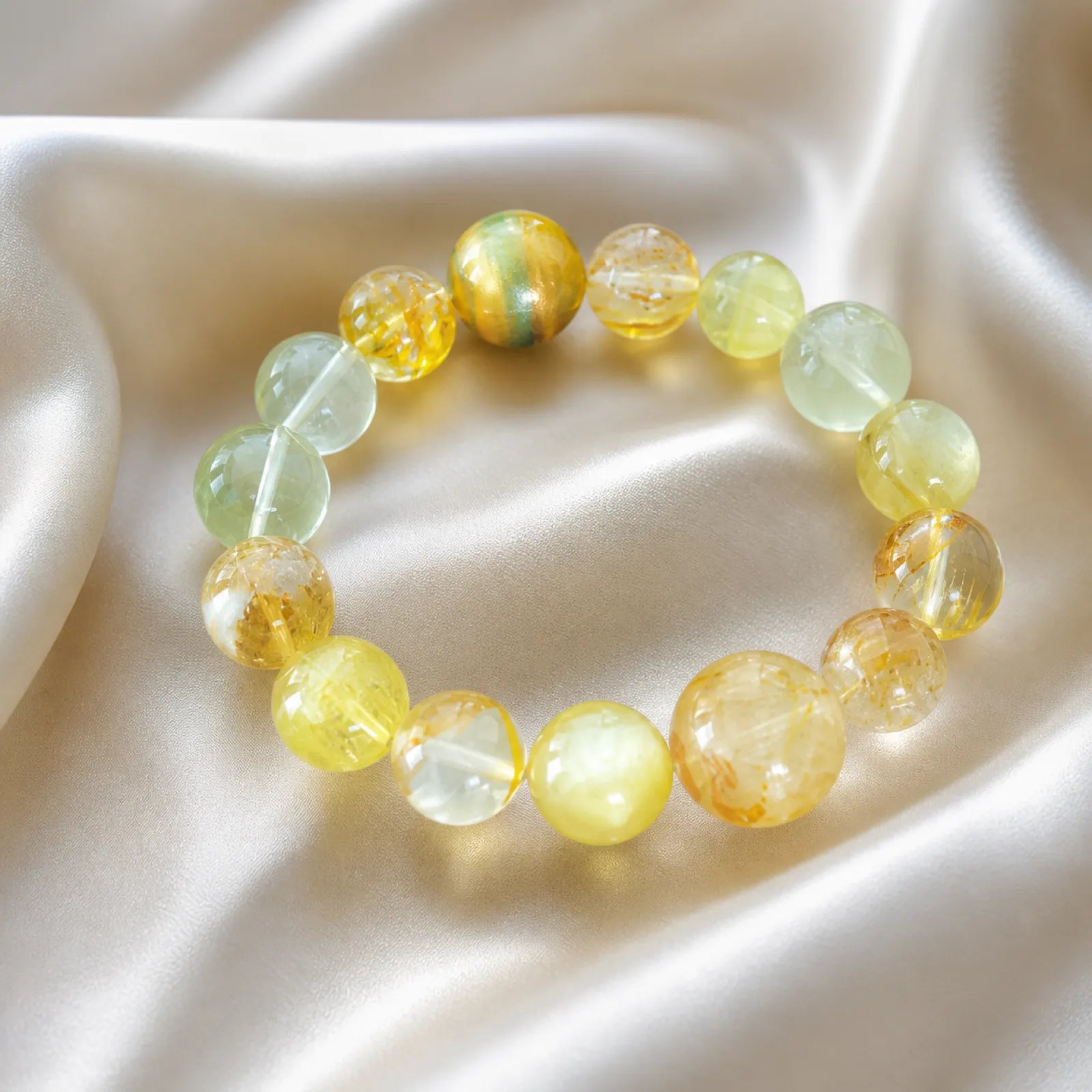Citrine & Green Phantom Quartz Mixed Bracelet - 06 ivory silk 6 11zon 120e0992 260a 4f48 964b 4fbeaa16c4b