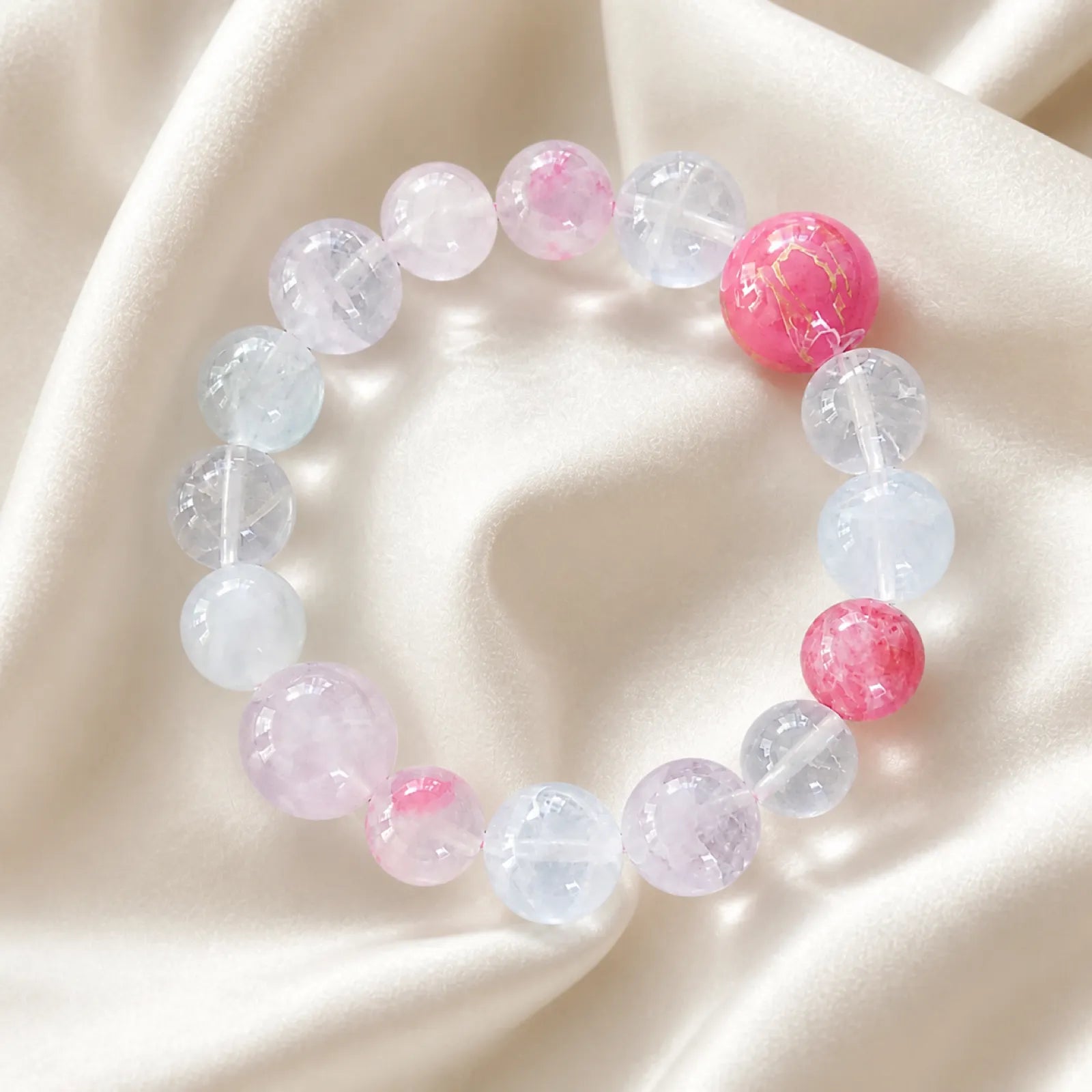 Rose Quartz Series Mixed Crystal Bracelet - 06 ivory silk 6 11zon 17cb5187 f9e6 49e3 a1e9 77e986fb6aec