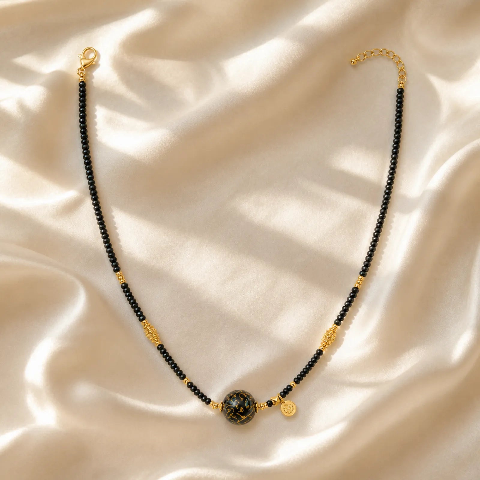 Urushi & 18K Gold Black Spinel Necklace - 06 ivory silk 6 11zon 8926aac9 bc9c 4d9d 8fb6 f06d50554e5a