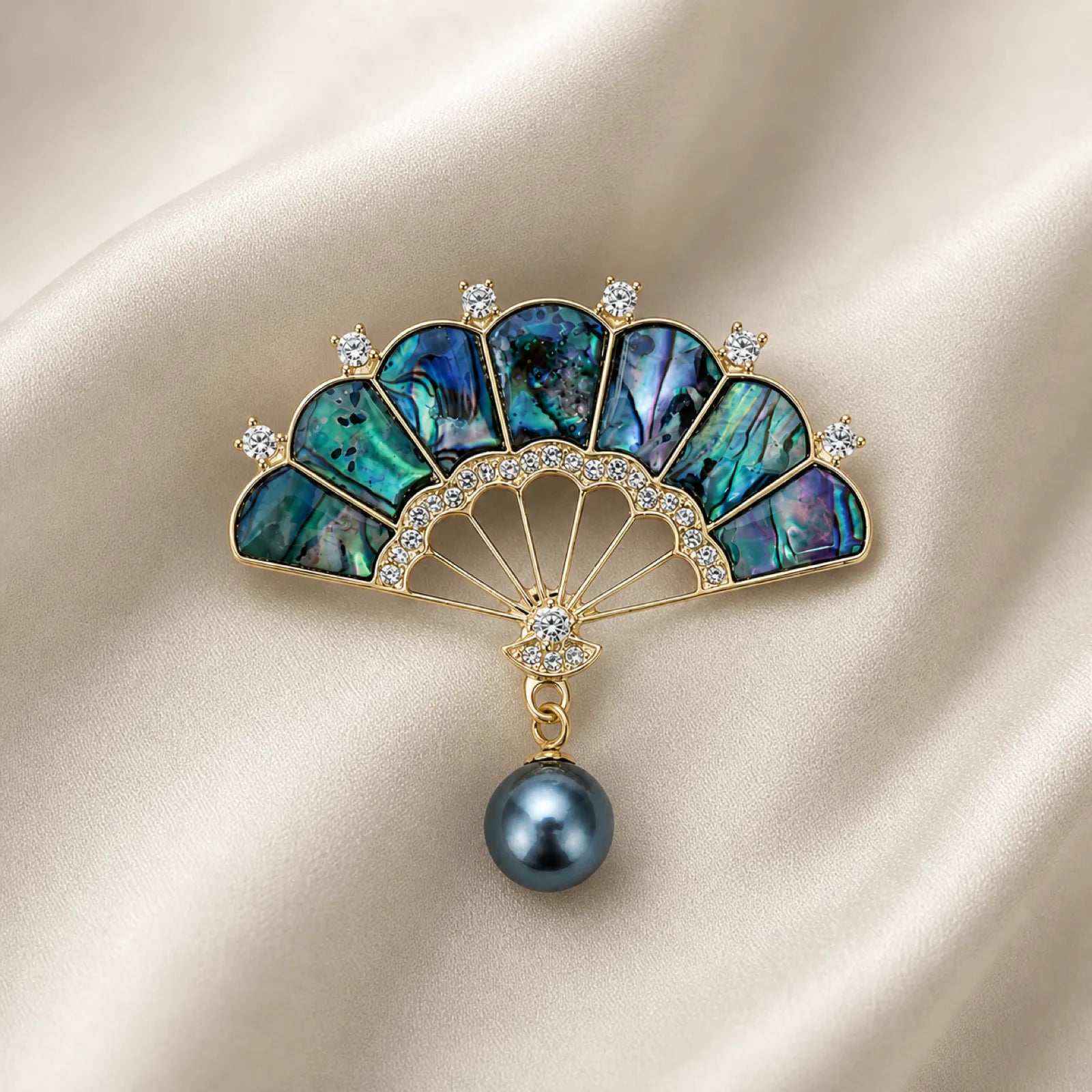Abalone Shell Fan Pendant with Crystal Accents & Pearl Drop - 06 ivory silk 6 11zon b7ed34dc c45f 4142 a5f7 2f08fd267bc