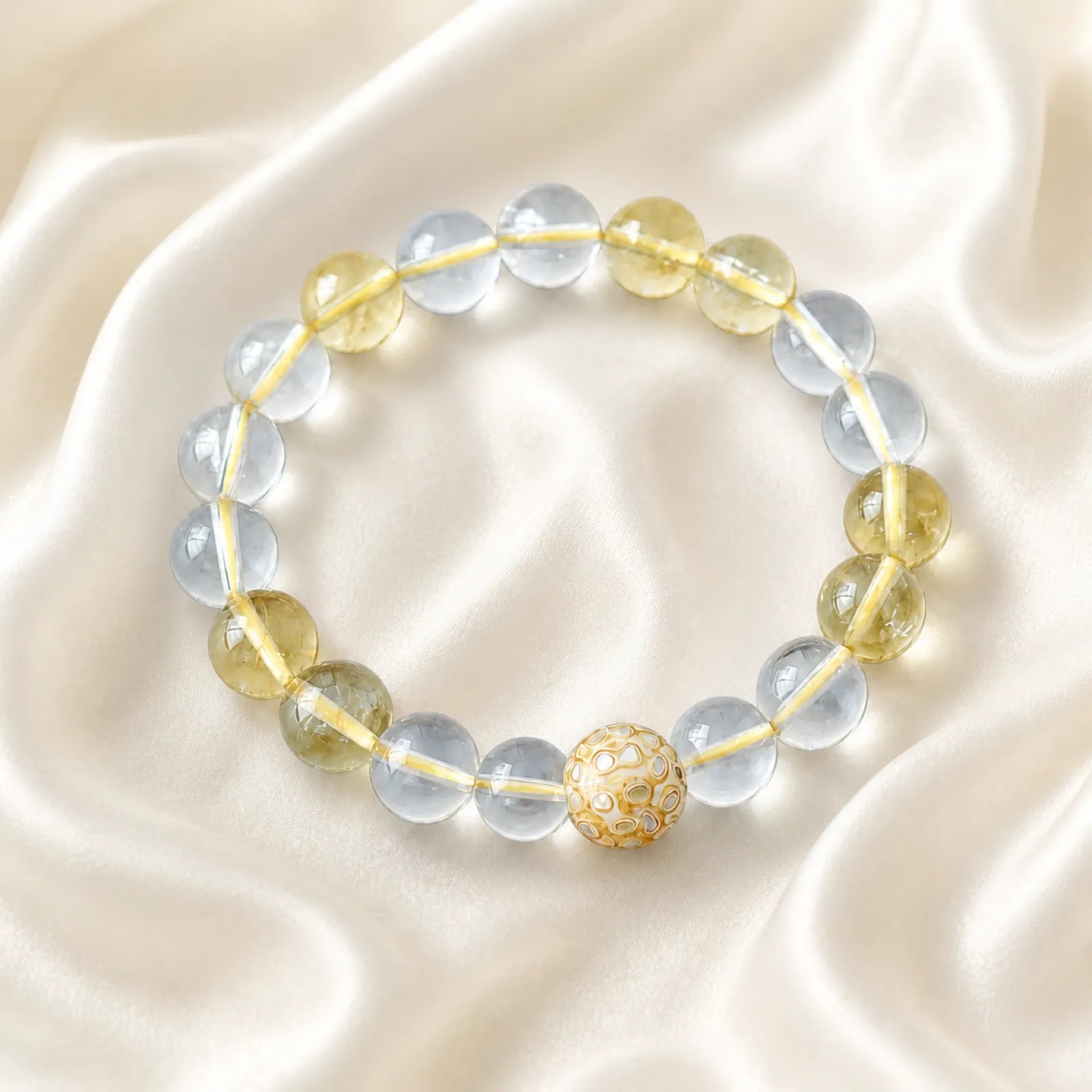 Clear & Citrine Quartz Mixed Bead Bracelet with Lacquerware Accent - 06 ivory silk 6 11zon c406c287 8074 415a b446 b9a6b35cdf