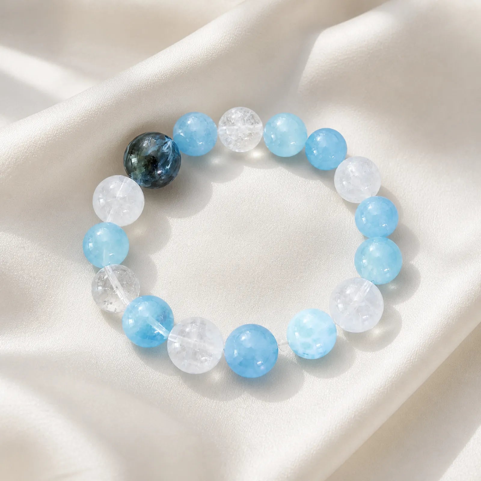 Clear Quartz & Blue Chalcedony Bracelet with Gemstone Focal Bead - 06 ivory silk 6 11zon e3142f44 ee94 4917 be31 dece79f4766d