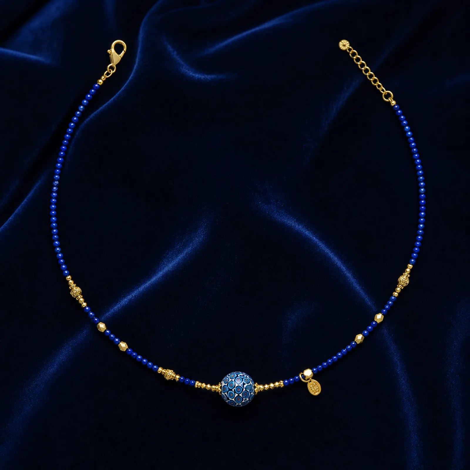 Lacquerware & Lapis Lazuli Choker Necklace with 18K Gold Accents - 07 premium dark 7 11zon e4fb3ed2 169e 4ade b730 e09cb