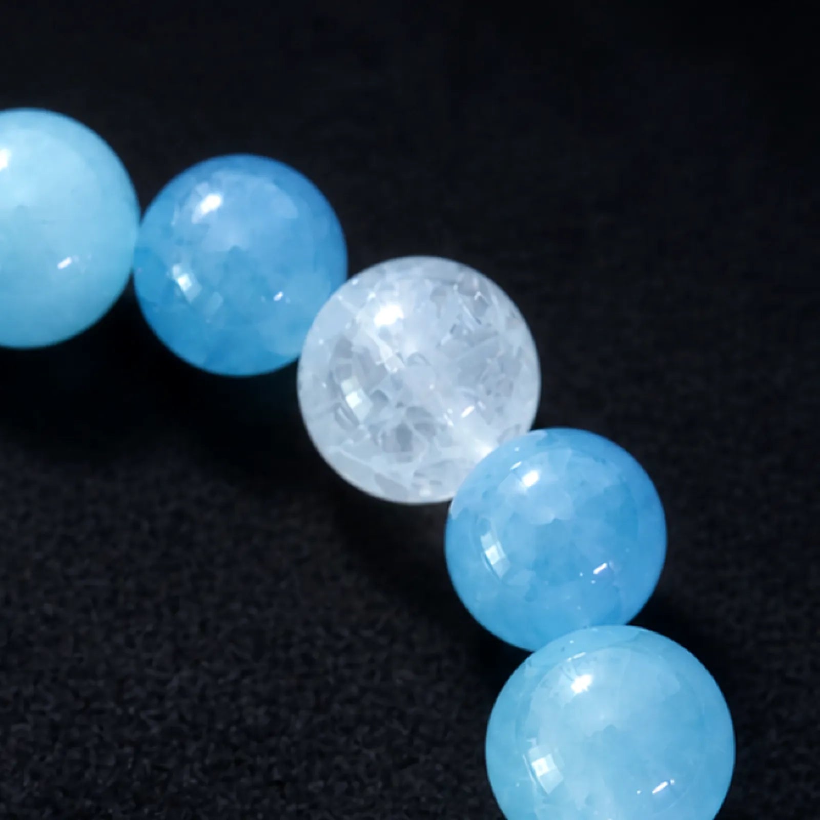 Clear Quartz & Blue Chalcedony Bracelet with Gemstone Focal Bead - detail view 3