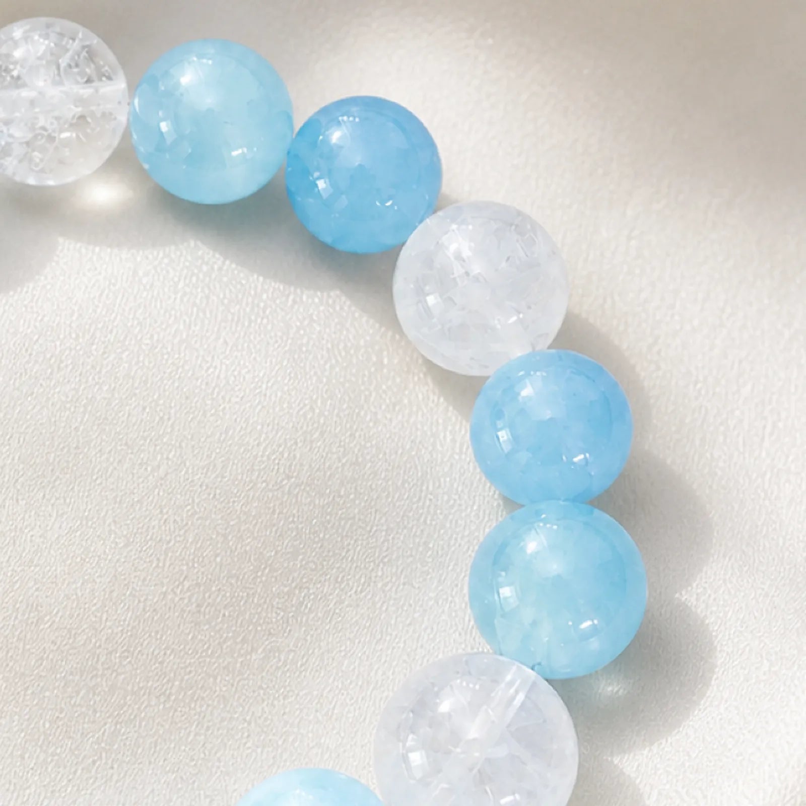 Clear Quartz & Blue Chalcedony Bracelet with Gemstone Focal Bead - detail view 4