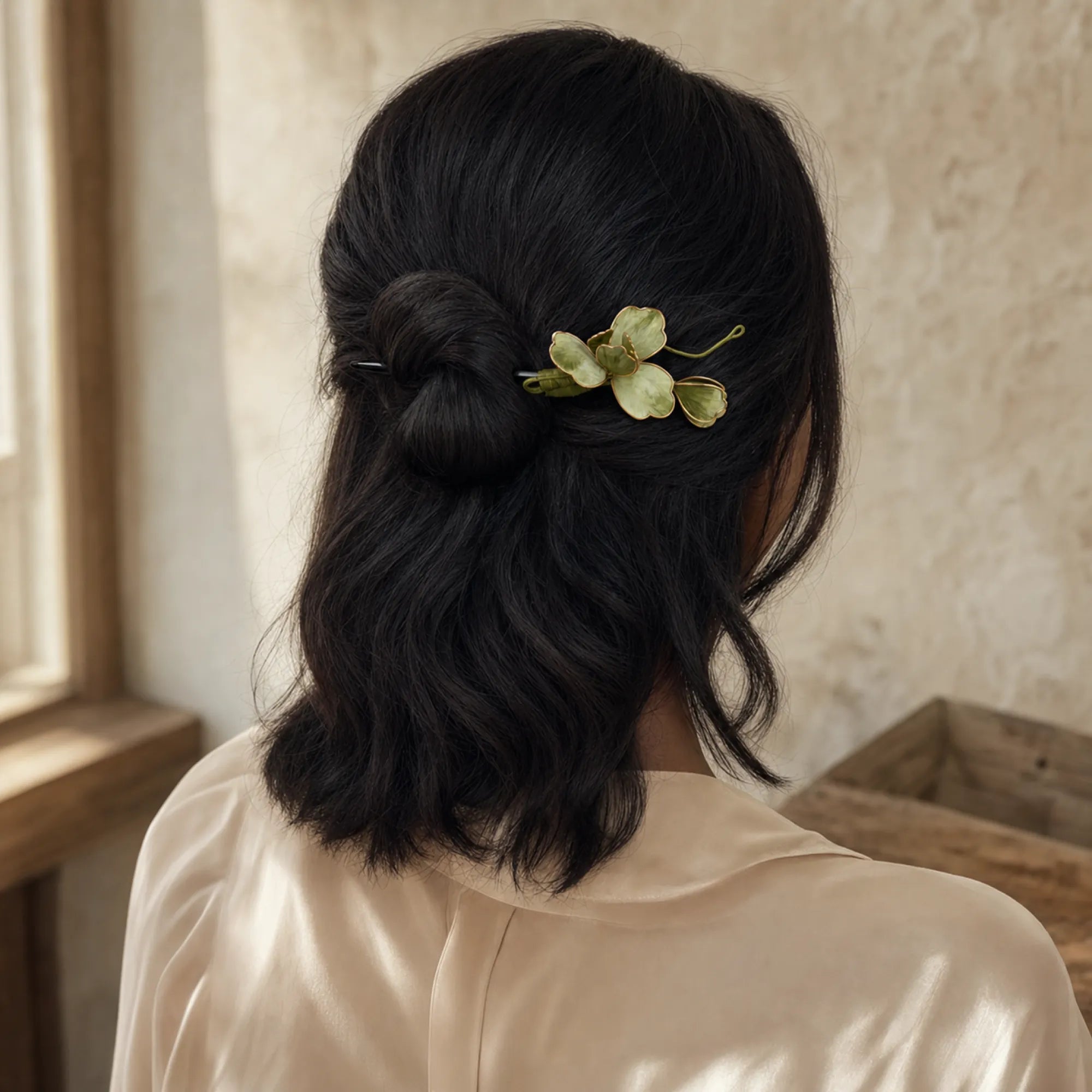 Spring Blossom Velvet Hair Pin & Earring Set | Rong Hua Collection